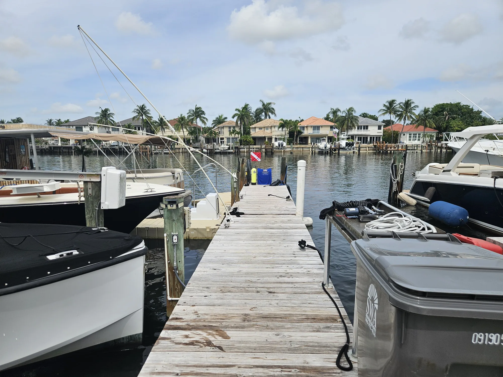 Dive setup ready at the end of a private dock